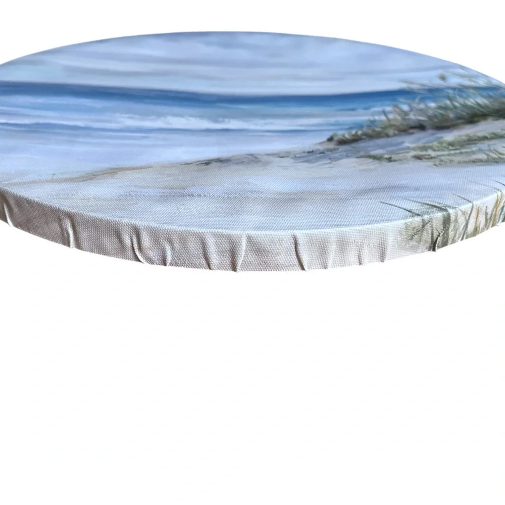 Coastal Landscape Round Wall Art - Blue and Gray (set of 2)
